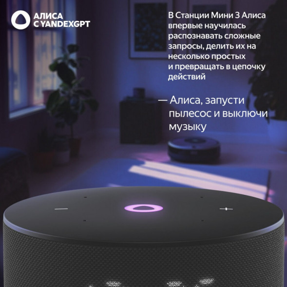 Умная колонка Яндекс Станция Мини 3 c Алисой на YandexGPT, чёрная в Чите