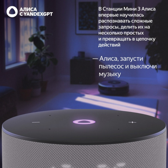 Умная колонка Яндекс Станция Мини 3 c Алисой на YandexGPT, серая в Чите