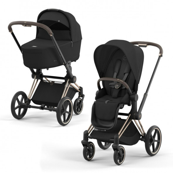 Коляска 2 в 1 Cybex Priam IV Sepia Black, шасси Rosegold в Чите