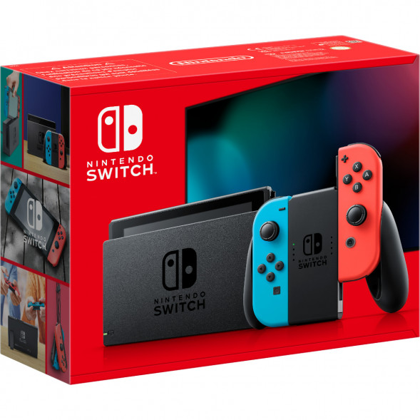 Игровая приставка Nintendo Switch OLED 64 ГБ, неоновый синий/неоновый красный в Чите
