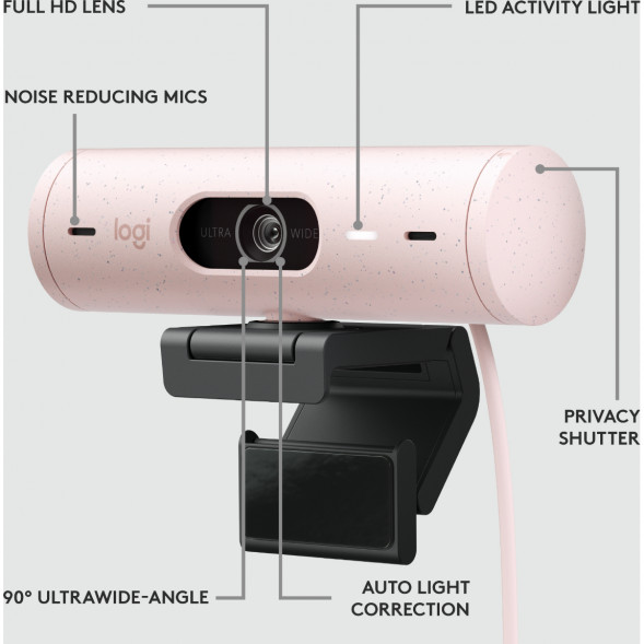 Веб-камера Logitech Brio 500, розовый в Чите
