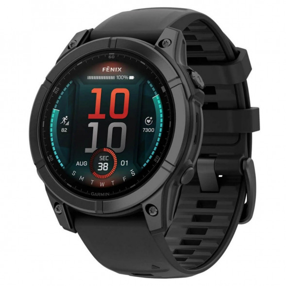 Умные часы Garmin Fenix E 47мм Amoled Slate Grey Steel с чёрным силиконовым ремешком 010-03025-01 в Чите