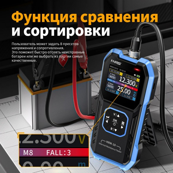 Тестер внутреннего сопротивления АКБ Fnirsi HRM-10 в Чите