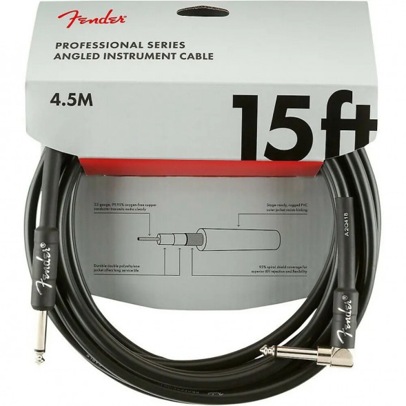 Инструментальный кабель Fender Professional Series 15 ft, 4.5 м, jack 6.3, черный в Чите