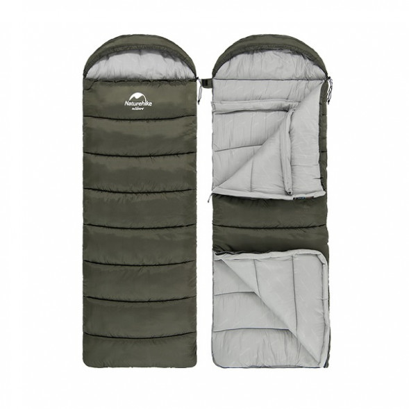 Спальный мешок Naturehike U250 (Левый), зеленый в Чите