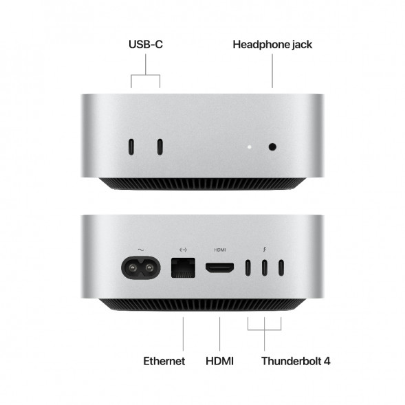 Компьютер Apple Mac mini M4 2024 (MU9E3) (10 Core GPU, 16ГБ, 512ГБ SSD, Apple, macOS), серебристый в Чите