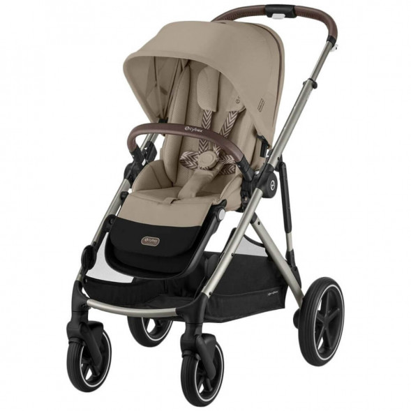 Детская коляска Cybex Gazelle S TPE Almond Beige с корзиной и дождевиком в Чите