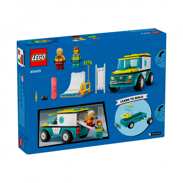 Конструктор LEGO City 60403 Скорая помощь и сноубордист в Чите