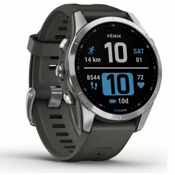 Умные часы Garmin Fenix 7s серебристый с графитовым силиконовым ремешком 010-02539-01 в Чите