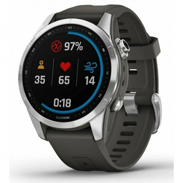 Умные часы Garmin Fenix 7s серебристый с графитовым силиконовым ремешком 010-02539-01 в Чите