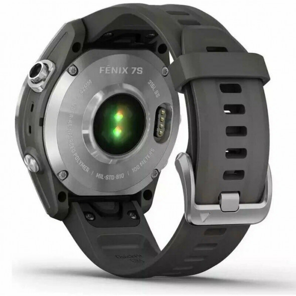 Умные часы Garmin Fenix 7s серебристый с графитовым силиконовым ремешком 010-02539-01 в Чите