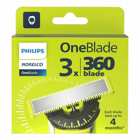 Сменные лезвия Philips OneBlade 360 QP430/50, 3 штуки в Чите