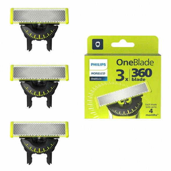 Сменные лезвия Philips OneBlade 360 QP430/50, 3 штуки в Чите