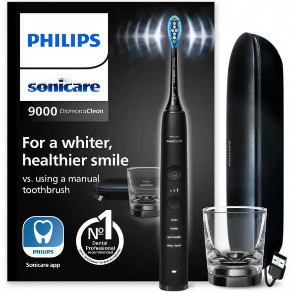 Электрическая зубная щетка Philips Sonicare Diamond Clean 9000 с USB-футляром и зарядным стеклом HX9911/09 в Чите